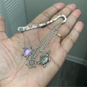 Decorative Bookmark with Turtle and Boat Wheel Charms